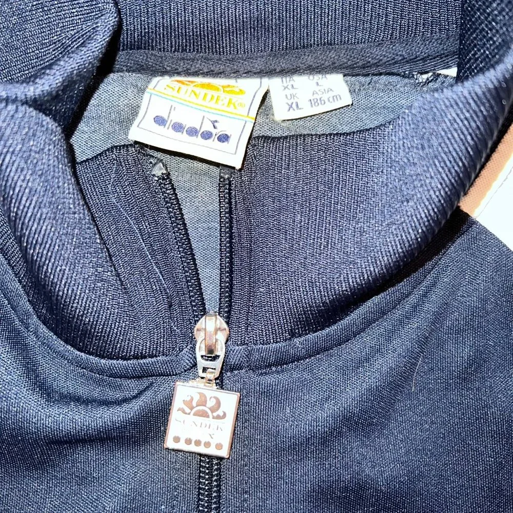 Sundek Diadora Rainbow Red White Blue Black Colorblock Track Jacket XL Extra L - Picture 5 of 7